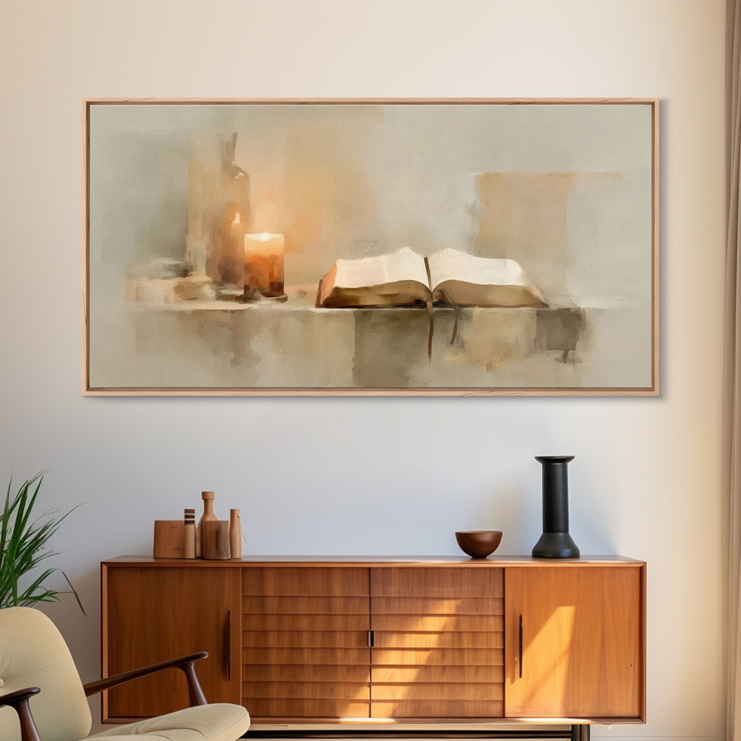 Candlelit Promise – Framed Canvas Print – Christian Art Canvas – Christian Wall Art – Moody Christian Art – Christian Art Gift Ideas