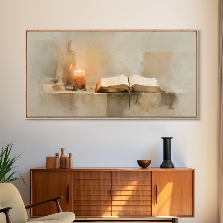 Candlelit Promise – Framed Canvas Print – Christian Art Canvas – Christian Wall Art – Moody Christian Art – Christian Art Gift Ideas