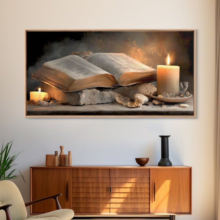 Light Of Scripture, Framed Canvas Print, Christian Art Canvas, Christian Wall Art, Vintage Christian Art, Christian Painting, Christian Gif