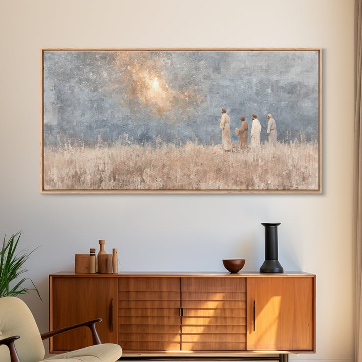 Glory In Clouds | Framed Canvas Print | Christian Art Canvas | Christmas Wall Art | Jesus Painting | Christian Christmas Art | Faith