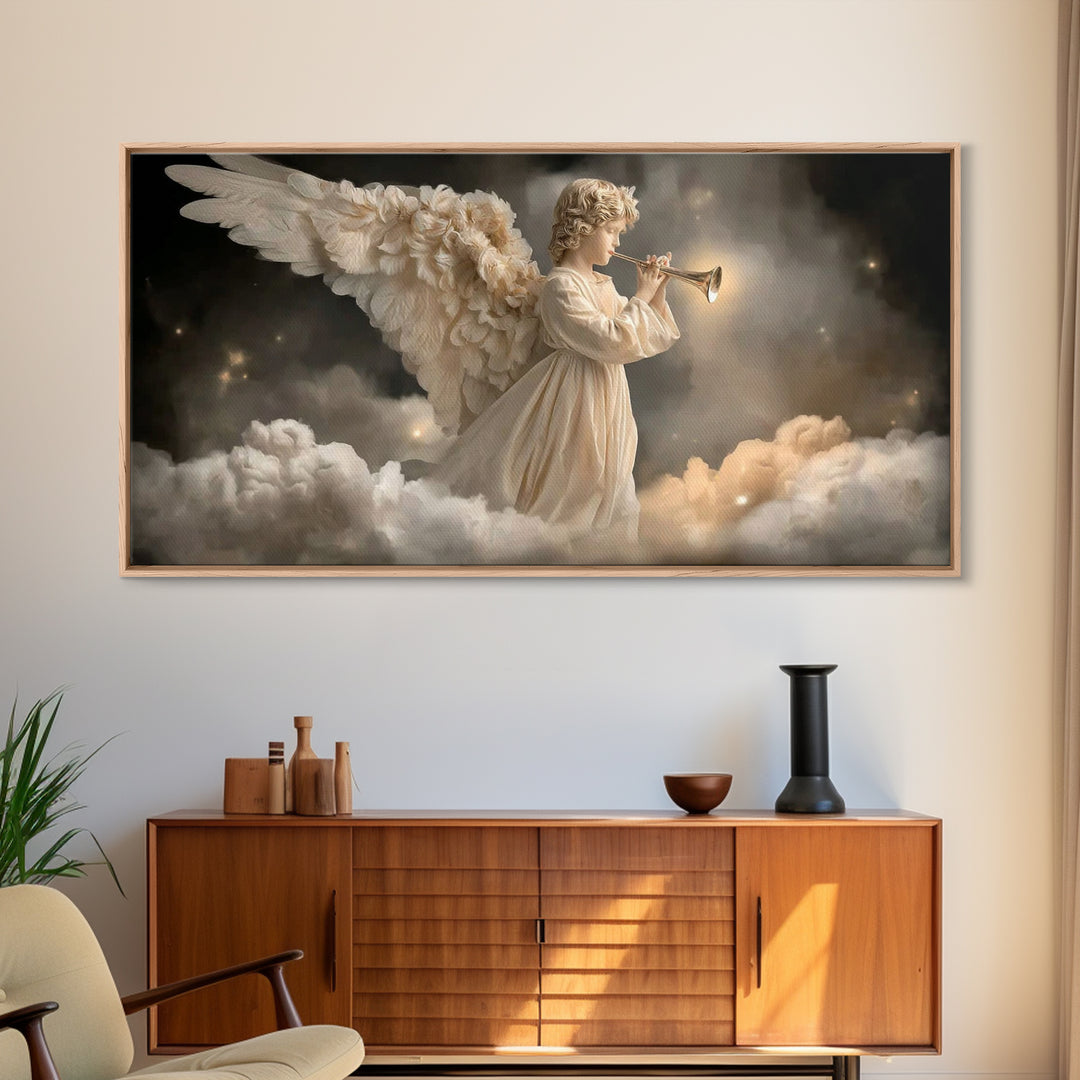 Heavenly Trumpet Call | Framed Canvas Print | Christian Wall Art | Christian Art Canvas | Christmas Art | Christian Christmas Art