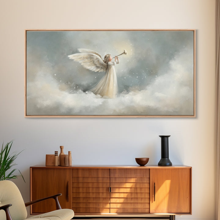 Angel Hymn Of Peace | Framed Canvas Print | Christian Wall Art | Christian Art Canvas | Christmas Art | Christian Christmas Art | Christian