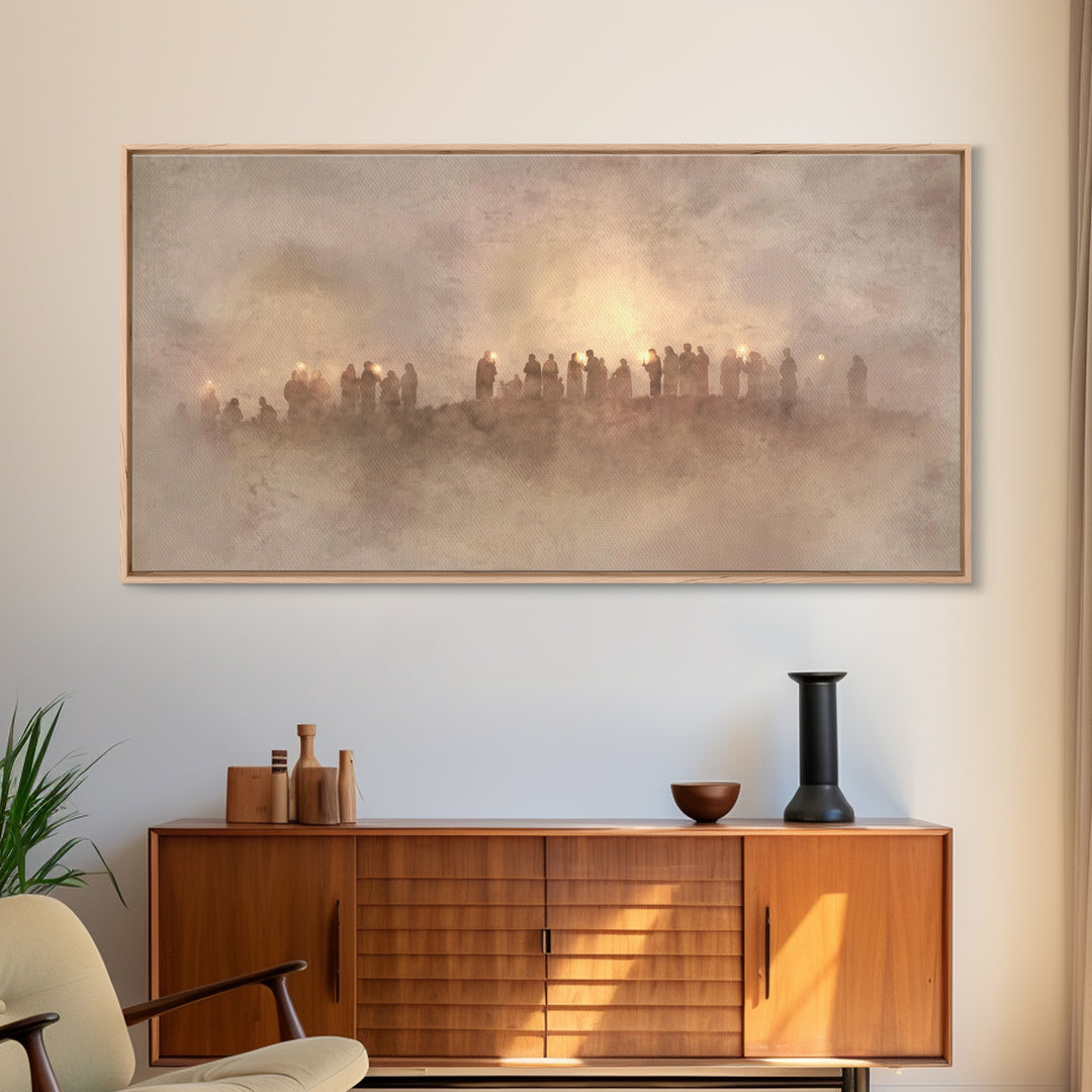 Silent Hill Procession, Framed Canvas Print, Christian Christmas Art, Christian Art Canvas, Christian Wall Art, Christmas Art, Christian Ar
