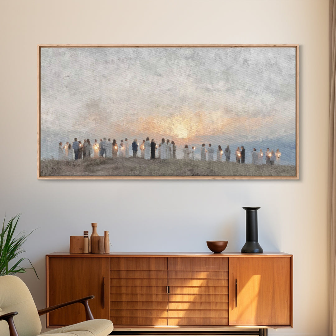 Sunrise Pilgrims Of Hope – Framed Canvas Print – Christian Art Canvas – Christian Christmas Art – Christian Wall Art – Christmas Art – Chri