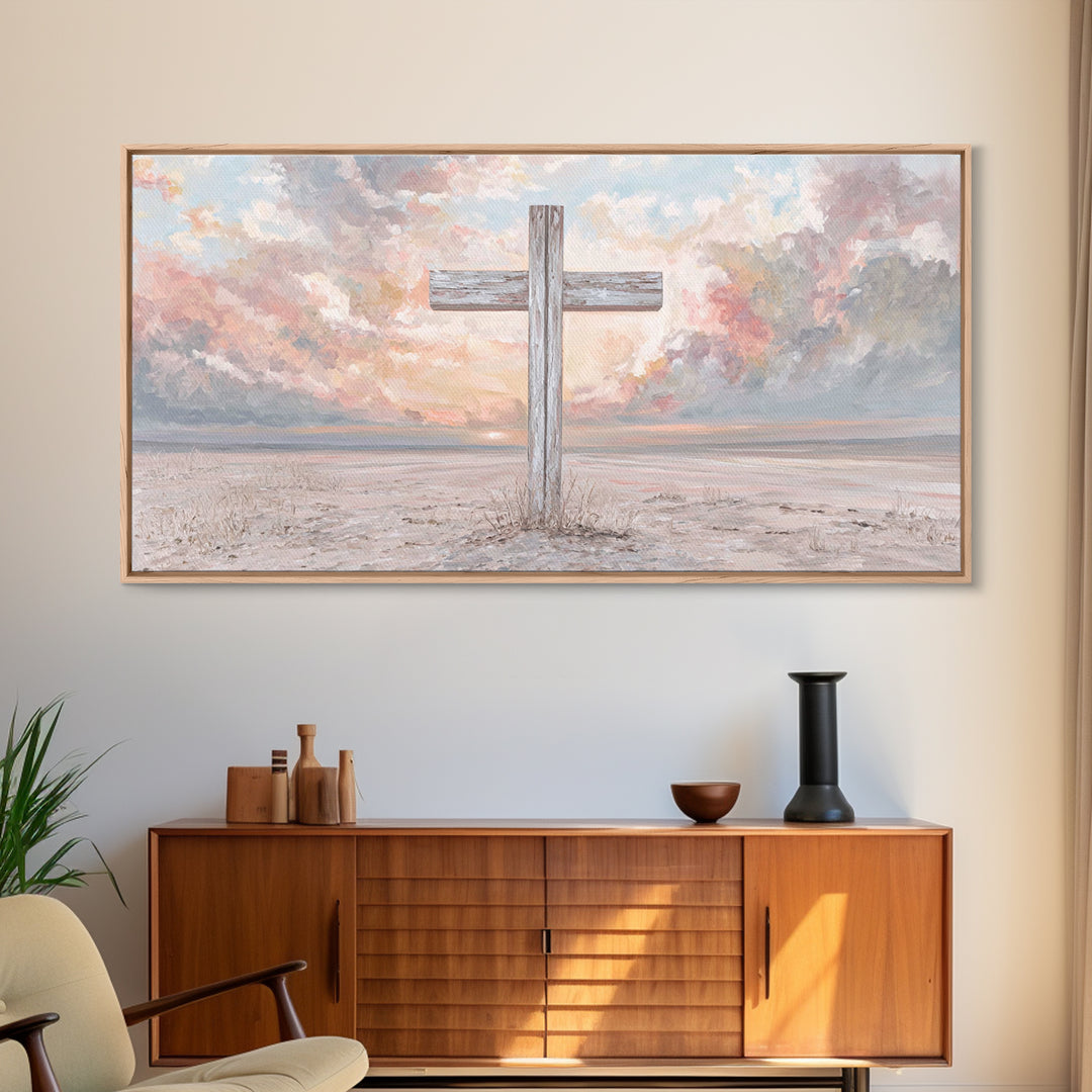 Heavenly Horizon – Framed Canvas Print – Christian Art Print – Jesus Painting – Christian Wall Art – Modern Christian Art