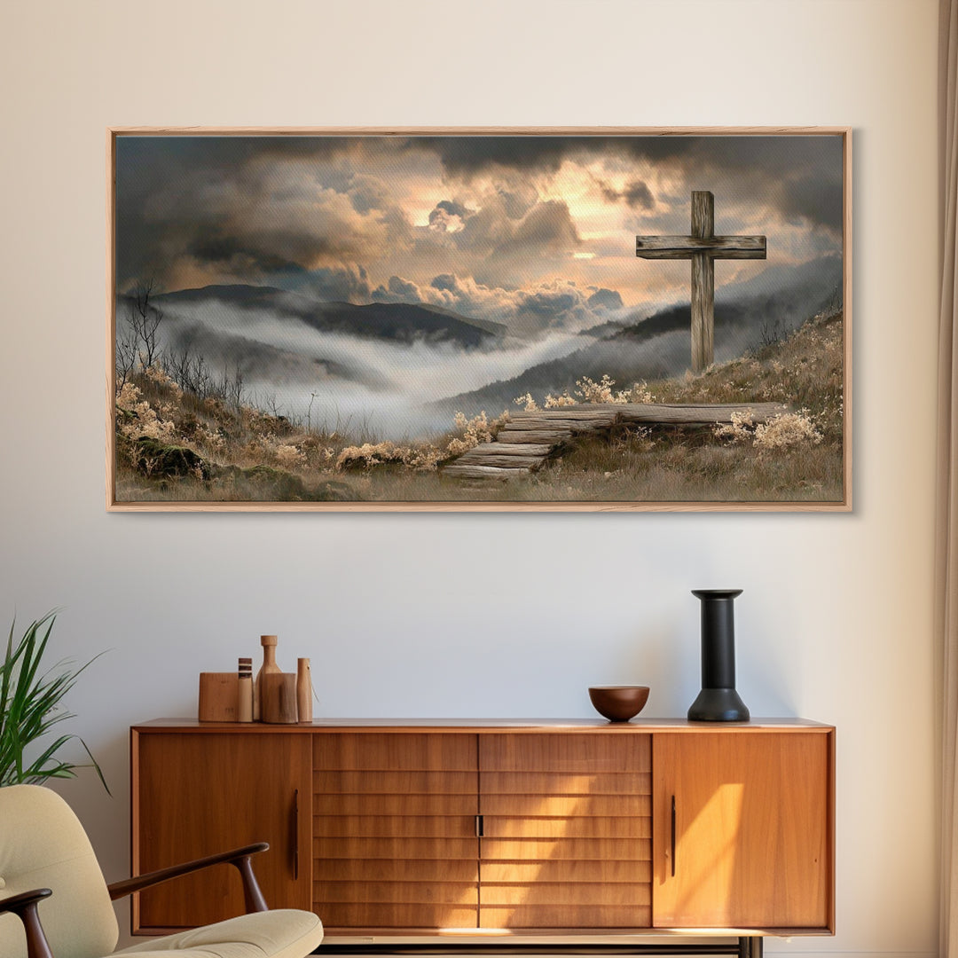 Stormlight Promise – Framed Canvas Print – Christian Art Canvas – Moody Christian Art – Christian Wall Art – Christian Painting