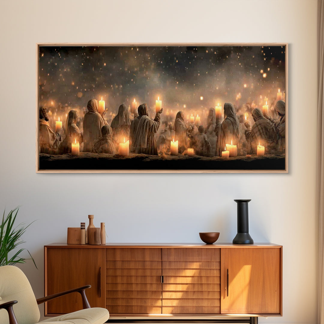 Sacred Candlelight – Framed Canvas Print – Christian Art Canvas – Christian Christmas Art – Christmas Wall Art – Christian Decor – Modern C