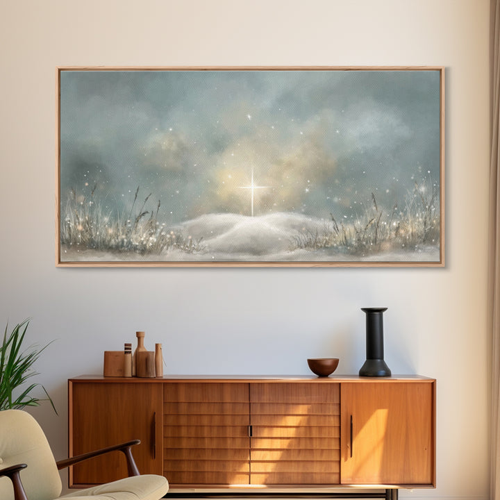 Star Of Peace – Framed Canvas Print – Christian Art Canvas – Christmas Wall Art – Subtle Christian Art – Framed Christmas Art