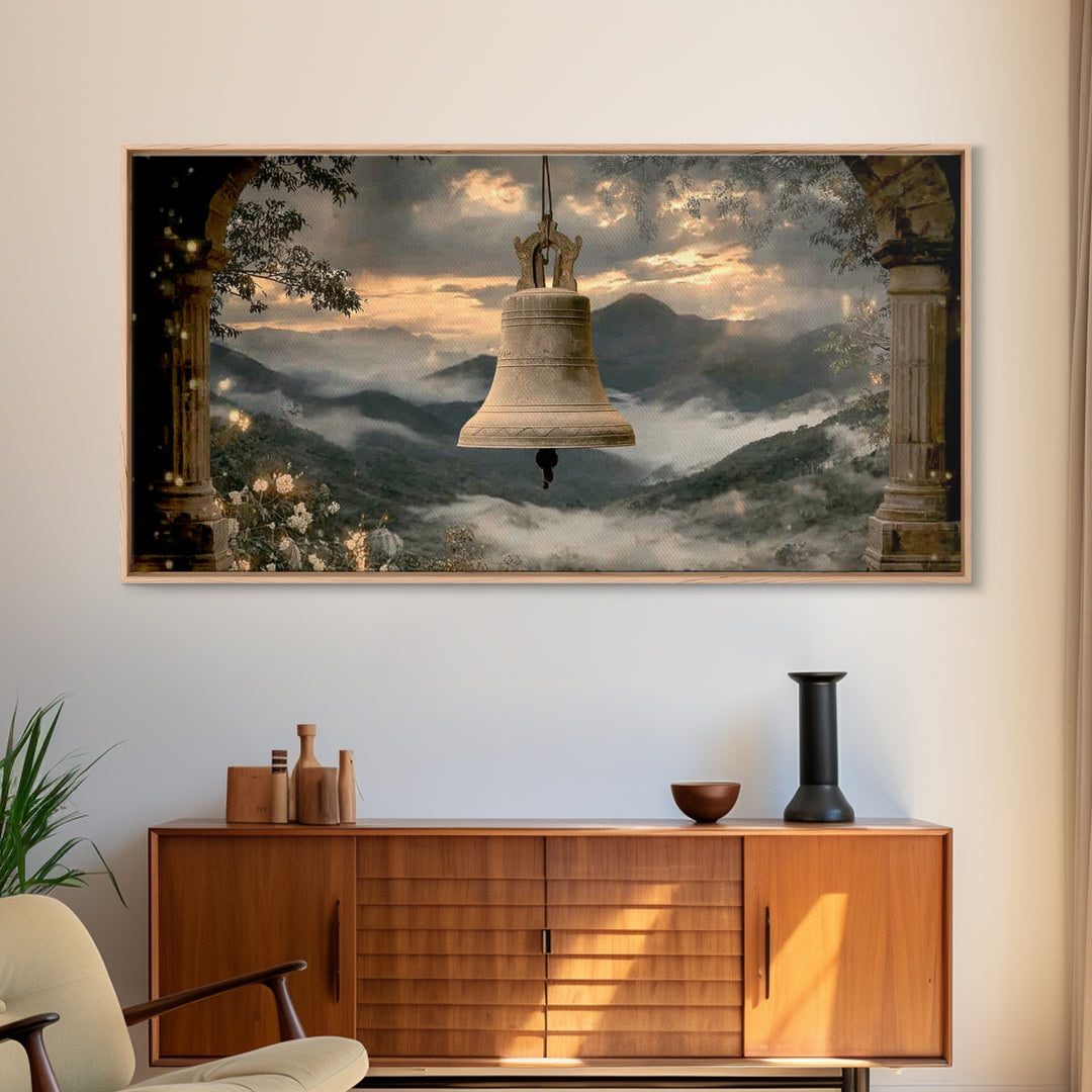 Evening Chimes – Framed Canvas Print – Vintage Christian Art – Christian Art Canvas – Christian Wall Art – Moody Christian Art