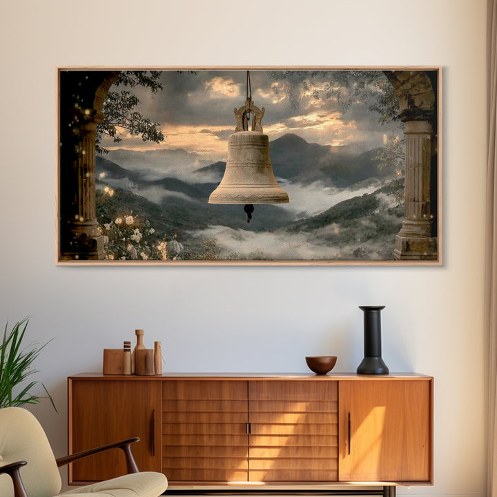 Evening Chimes – Framed Canvas Print – Vintage Christian Art – Christian Art Canvas – Christian Wall Art – Moody Christian Art