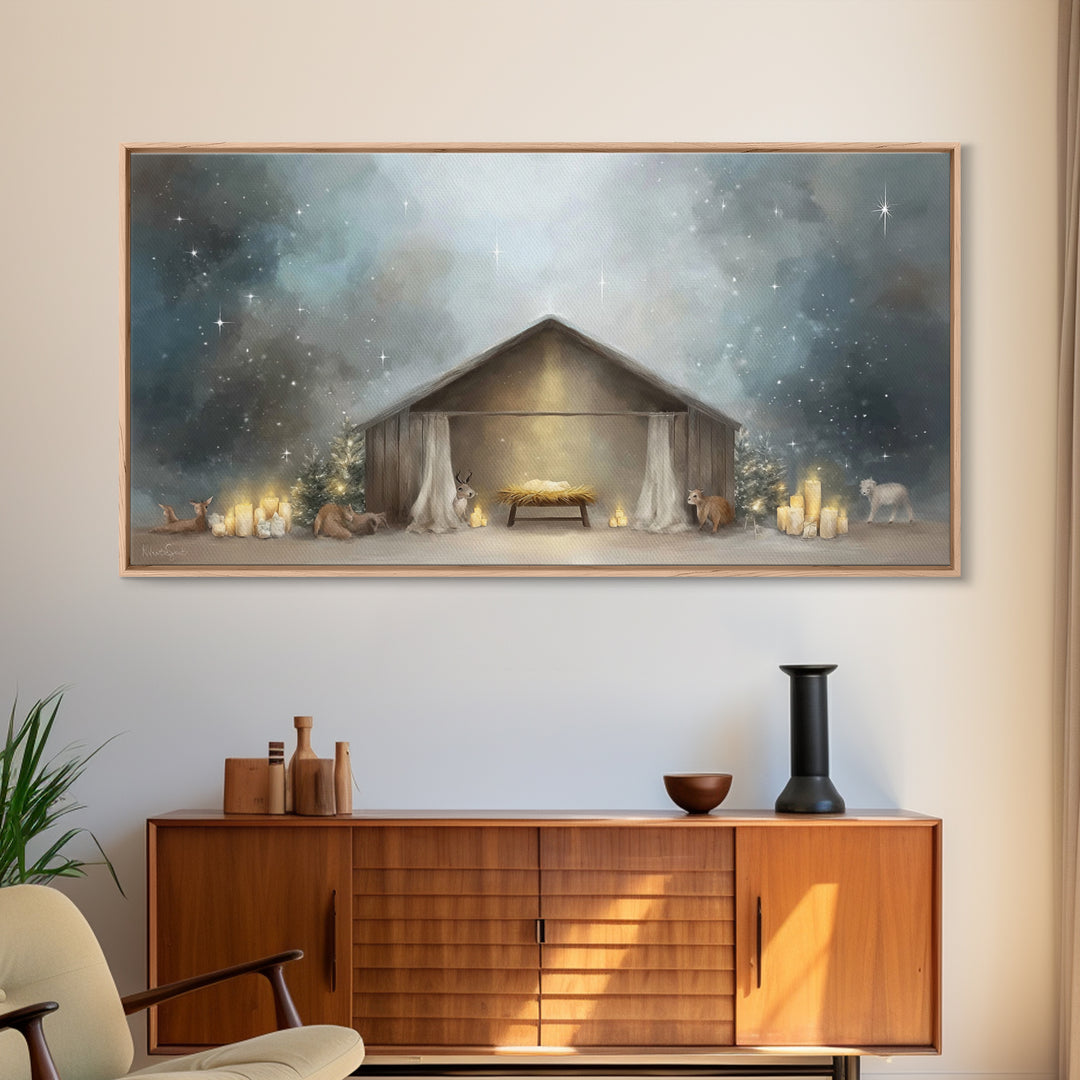Holy Nativity – Framed Canvas Print – Christian Christmas Art – Christmas Art – Christian Wall Art – Christian Art Canvas – Christmas Decor