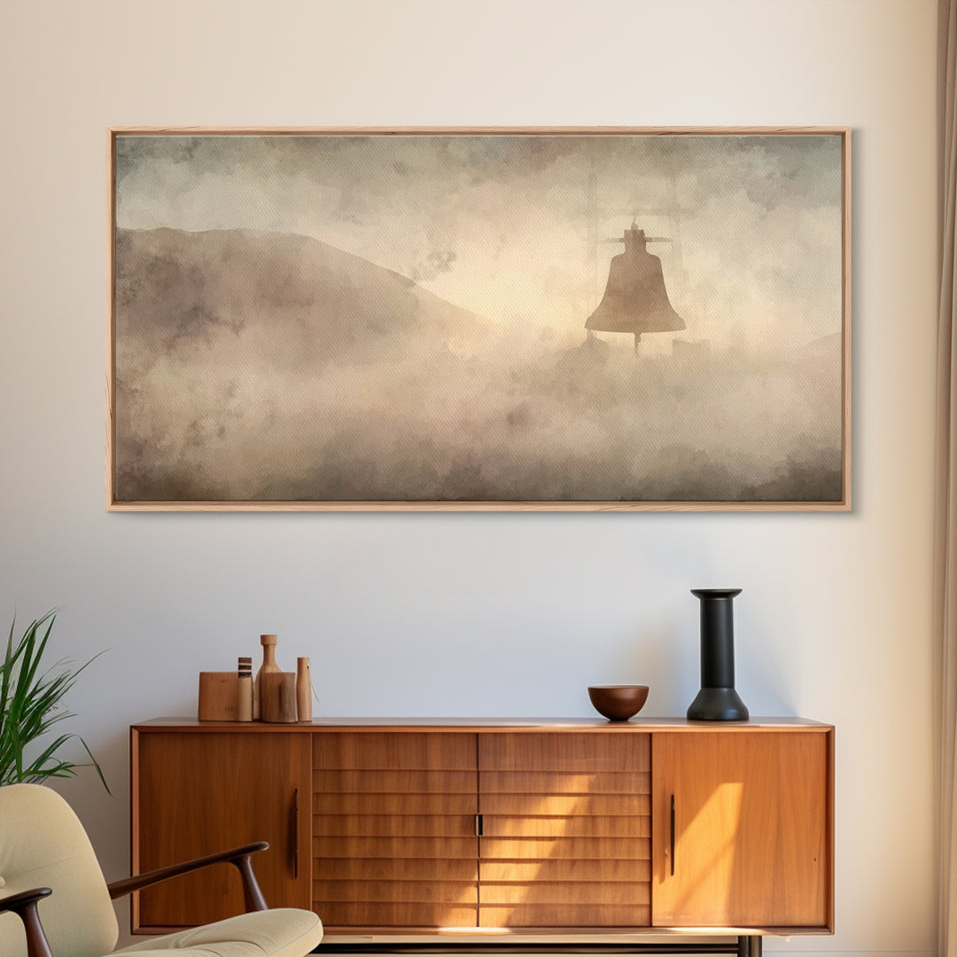 Misty Bells – Framed Canvas Print – Christian Wall Art – Subtle Christian Art – Christian Art Canvas – Christmas Art Prints