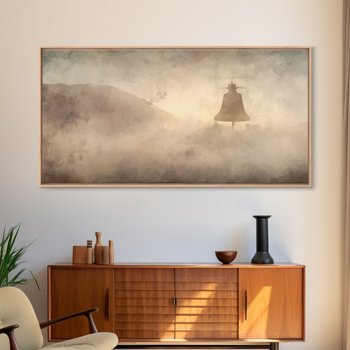 Misty Bells – Framed Canvas Print – Christian Wall Art – Subtle Christian Art – Christian Art Canvas – Christmas Art Prints