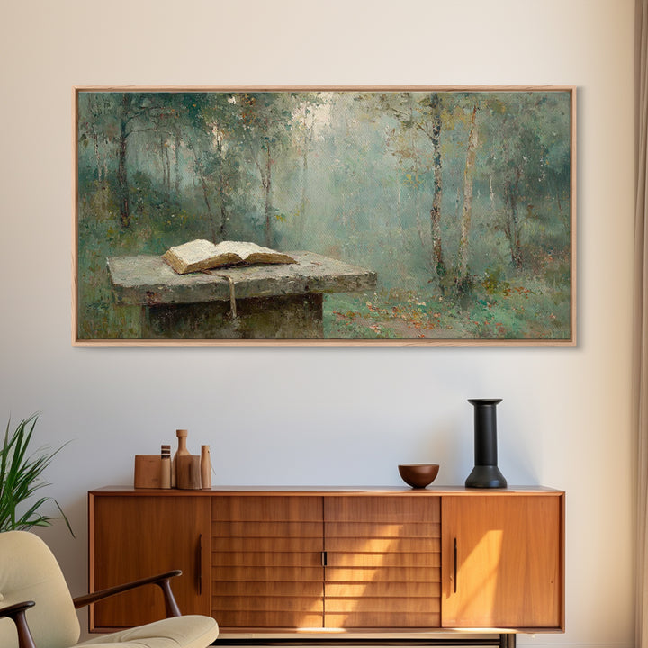 Woodland Testament - Framed Canvas Print - Christian Wall Art - Vintage Christian Art - Christian Art Canvas - Christian Painting - Christi