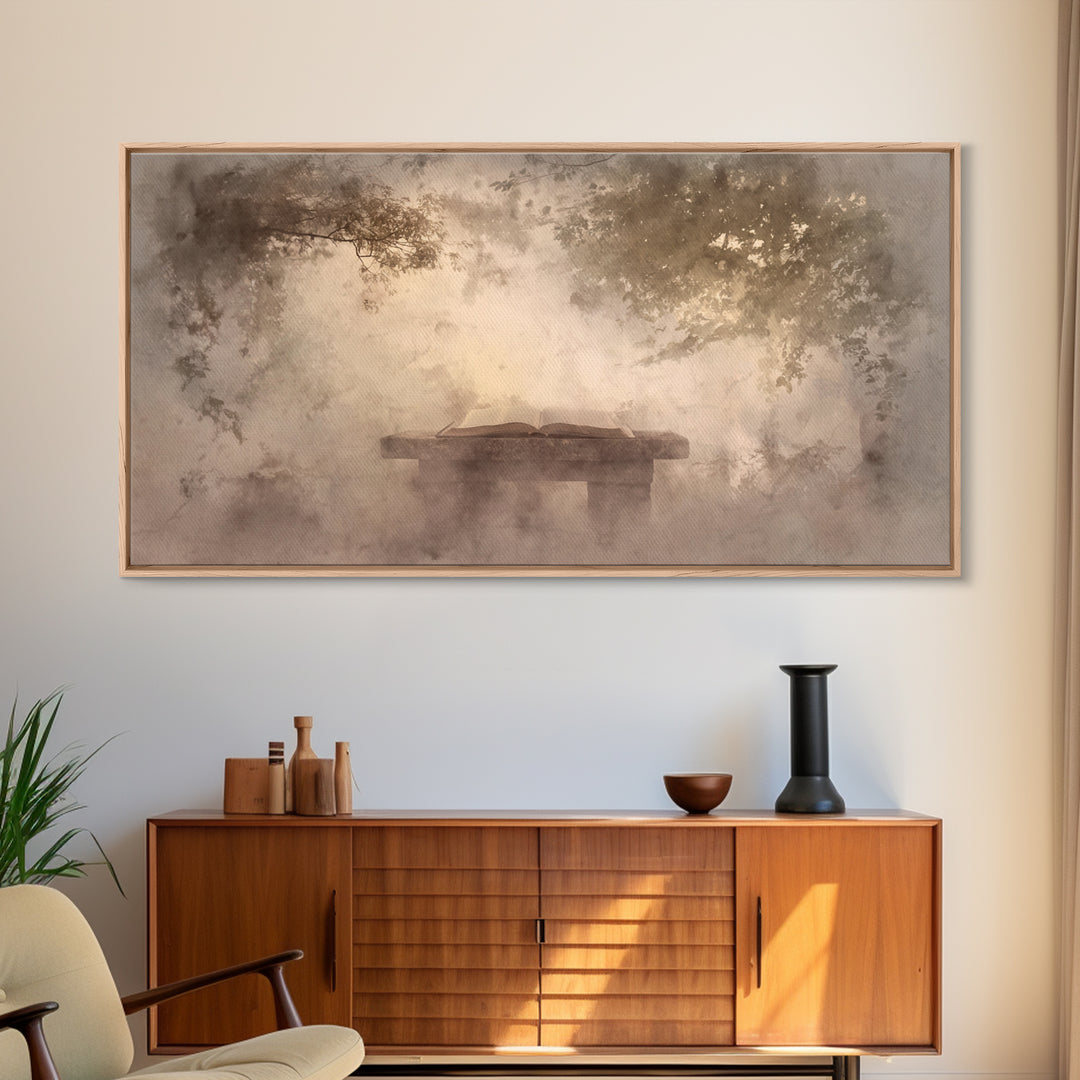 Misty Covenant - Framed Canvas Print - Christian Art Canvas - Christian Wall Art - Moody Christian Art - Christian Painting - Subtle Christ