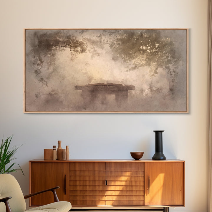 Misty Covenant - Framed Canvas Print - Christian Art Canvas - Christian Wall Art - Moody Christian Art - Christian Painting - Subtle Christ