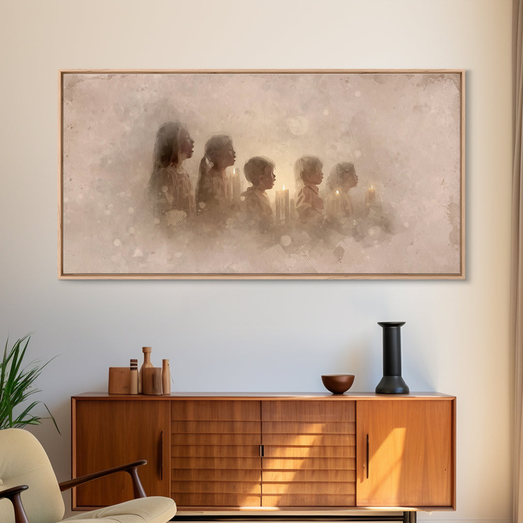 Silent Night Voices – Framed Canvas Print – Christian Art Canvas – Christian Wall Art – Minimalist Christian Art – Christmas Wall Art – Chr