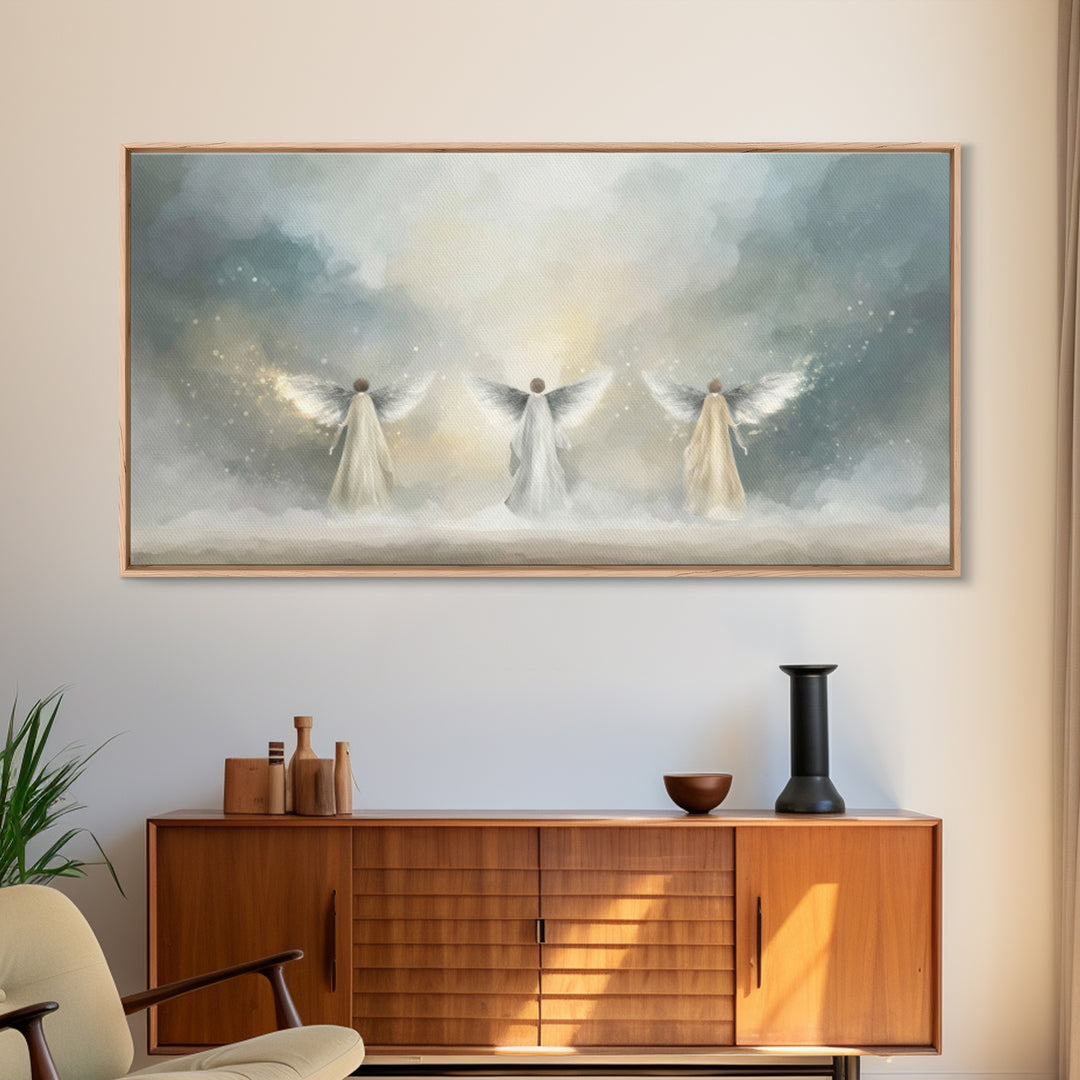 Heavenly Guardians – Framed Canvas Print – Christian Wall Art – Christian Art Canvas – Christian Painting – Christian Art Work – Subtle Chr