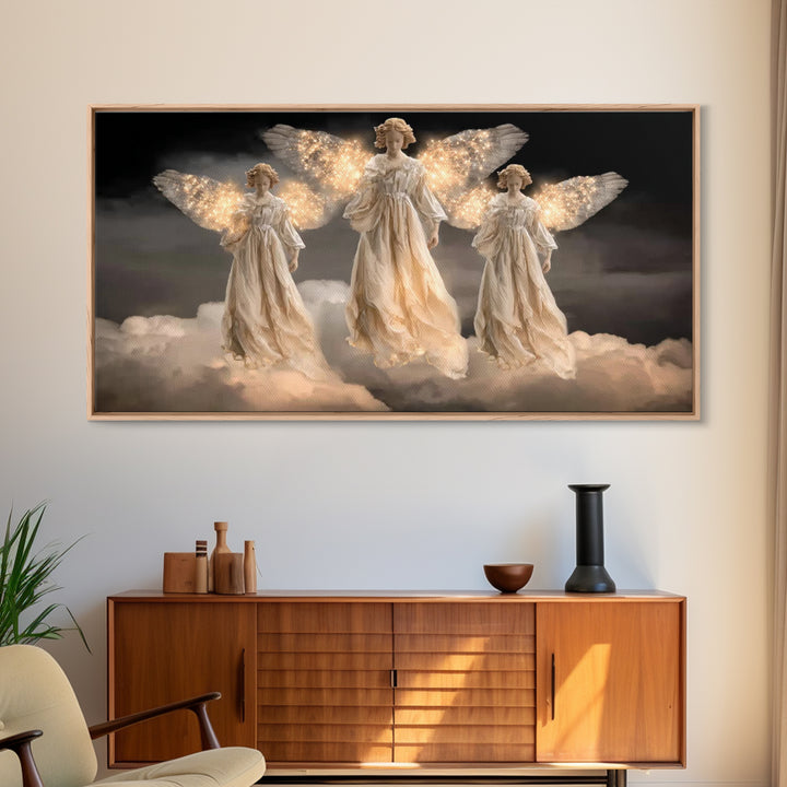 Celestial Shine – Framed Canvas Print – Christian Christmas Art – Christian Art Canvas – Christmas Art Framed – Christian Wall Art – Framed