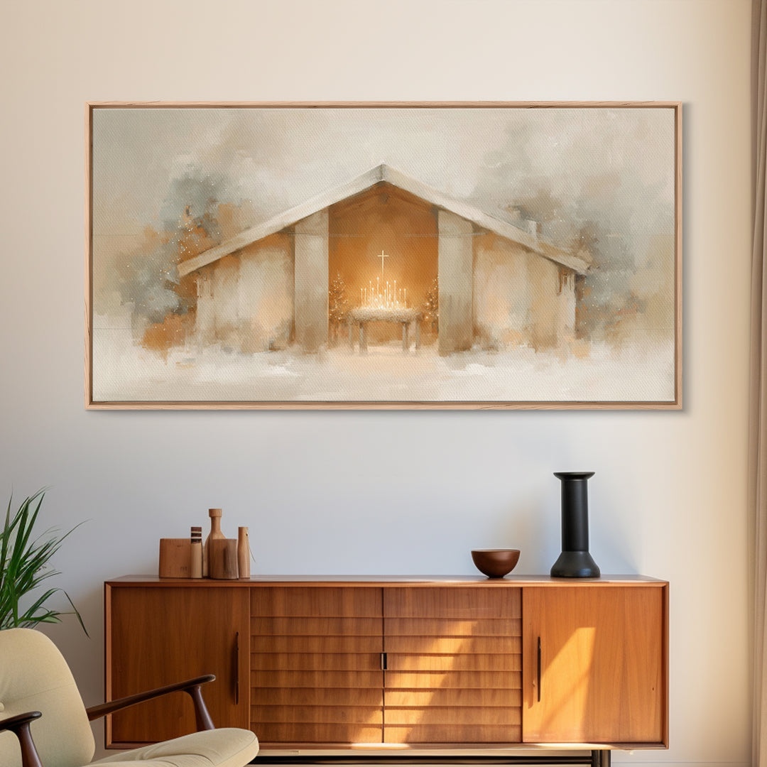 Holy Lantern Glow | Framed Canvas Print | Christian Christmas Art | Christian Wall Art | Christian Art Canvas | Christmas Art Prints | Mode
