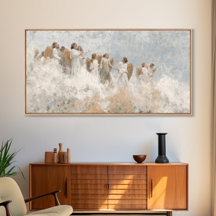 Joy Among Angels – Framed Canvas Print – Christian Christmas Art – Christian Wall Art – Christmas Art Prints – Christian Art Canvas – Chris