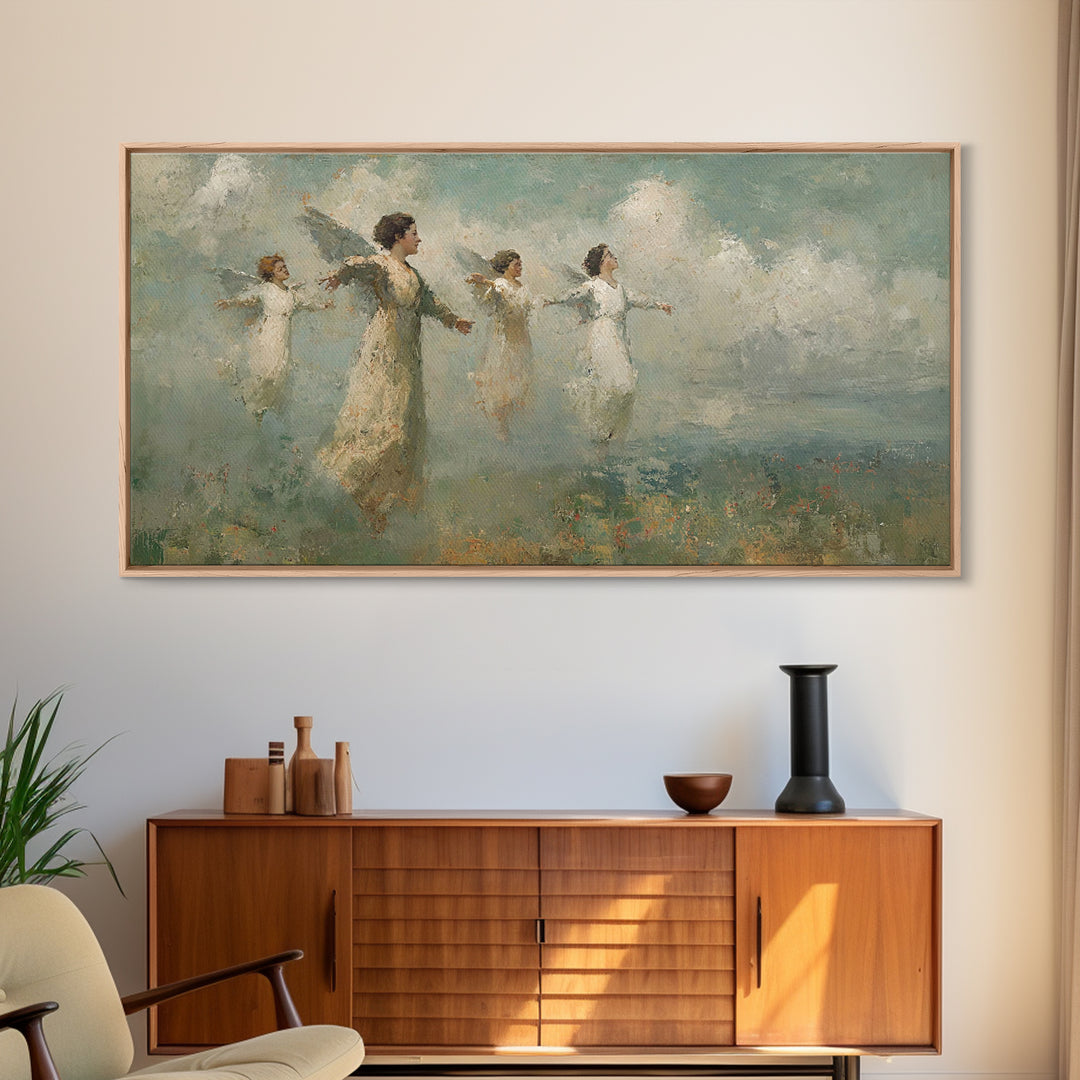 Heavenly Flight – Framed Canvas Print – Christian Paintings – Vintage Christian Art – Christian Art Canvas – Christian Wall Art – Christian