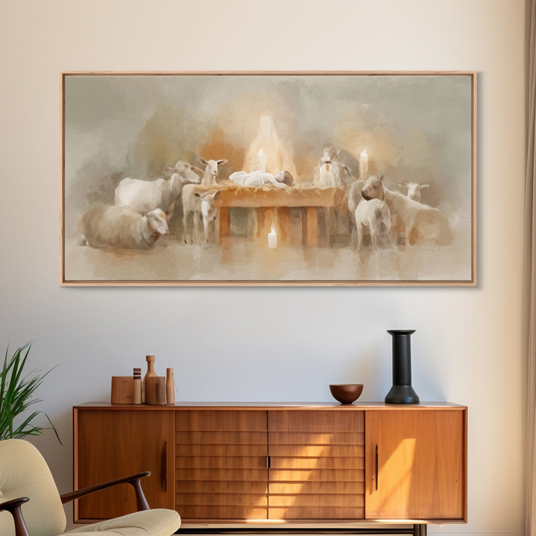 Nativity Peace | Framed Canvas Print | Christian Christmas Art | Christian Wall Art | Jesus Painting | Christian Art Canvas | Christmas Art