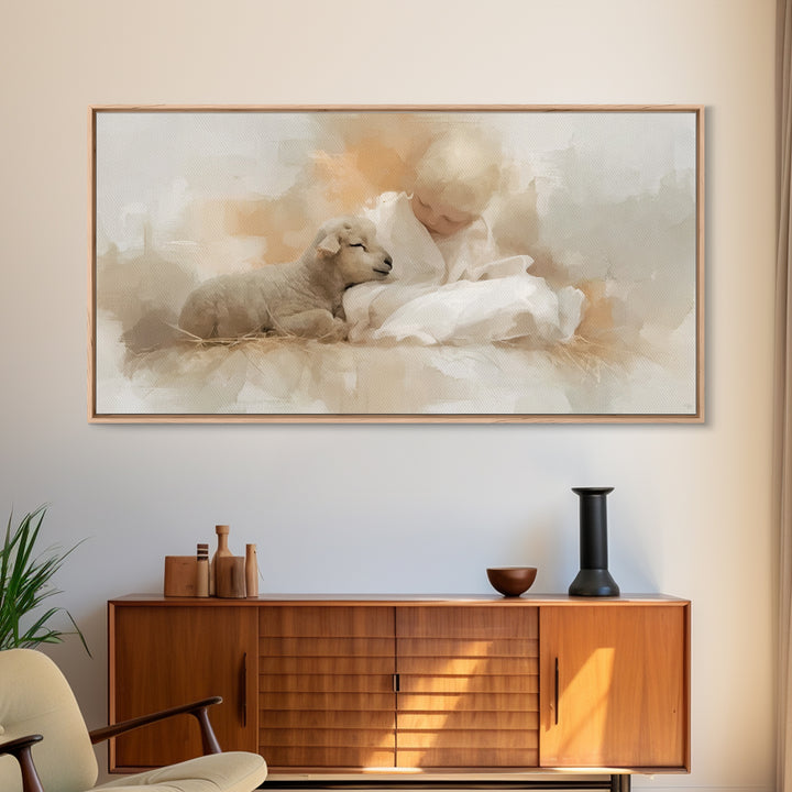 Holy Innocence – Framed Canvas Print – Christian Wall Art – Jesus Painting – Christian Christmas Art – Christian Art Canvas – Jesus
