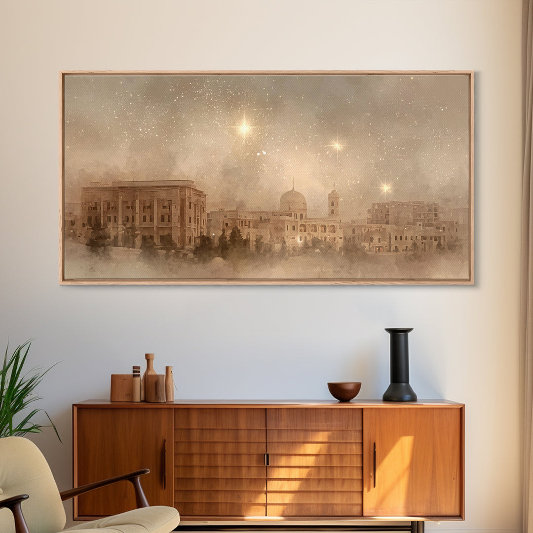Bethlehem Radiance – Framed Canvas Print – Christmas Wall Art – Christian Art Canvas – Christian Christmas Art – Christian Painting – Chris