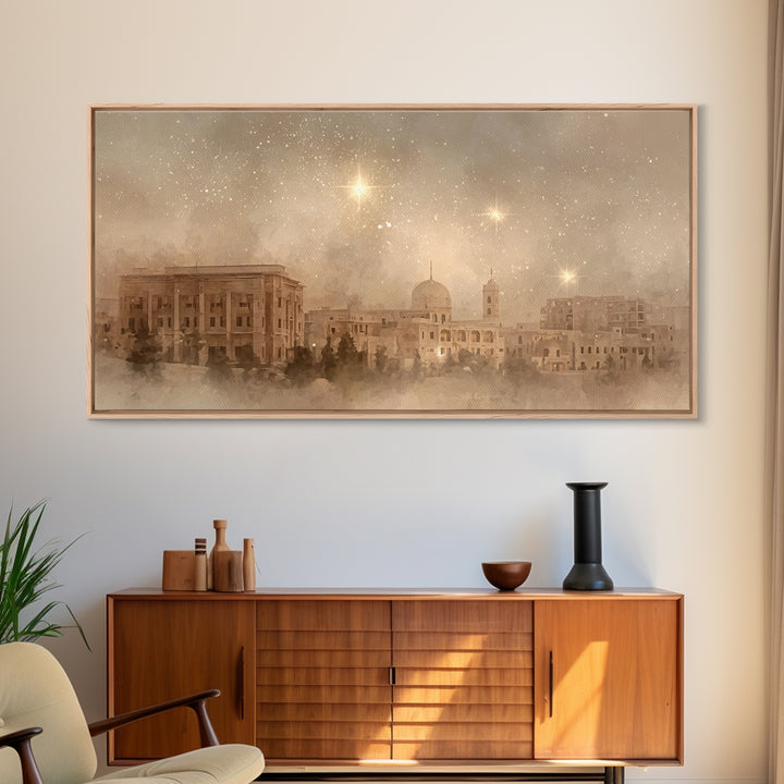 Bethlehem Radiance – Framed Canvas Print – Christmas Wall Art – Christian Art Canvas – Christian Christmas Art – Christian Painting – Chris