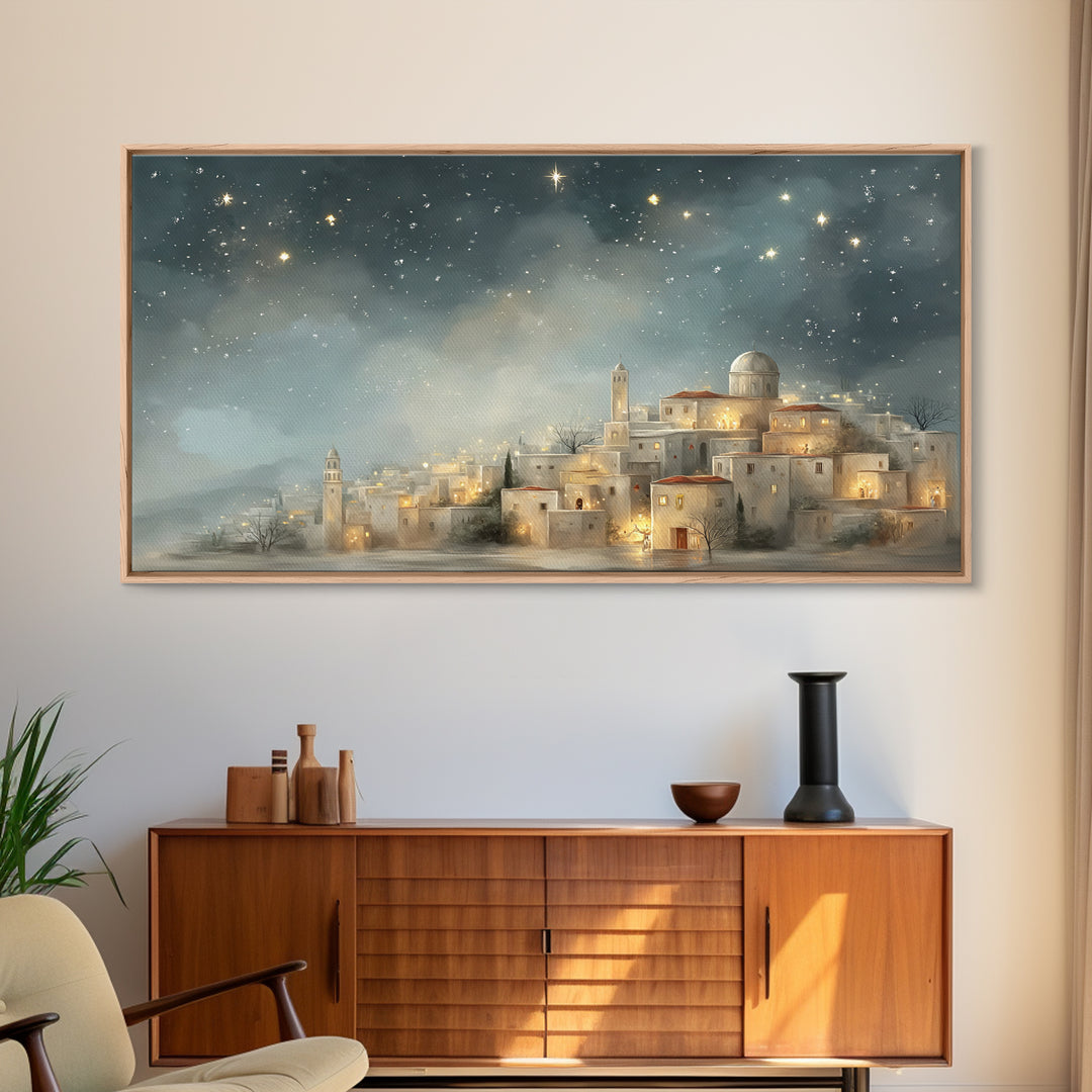 City of Light – Framed Canvas Print – Christian Wall Art – Christian Art Canvas – Christmas Art Work – Christian Christmas Decor – Christia