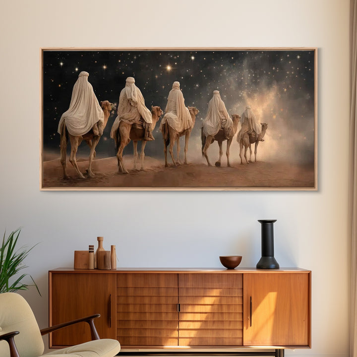 Journey of the Magi – Framed Canvas Print – Christian Christmas Art – Christian Art Canvas – Christmas Art Work – Christian Wall Art – Folk