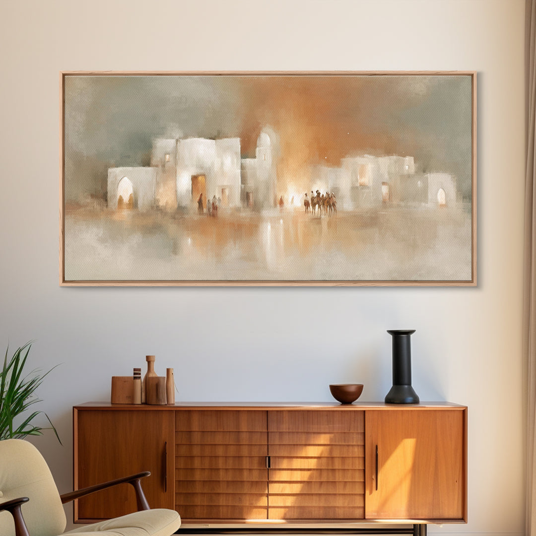 Bethlehem Arrival | Framed Canvas Print | Christmas Wall Art | Christian Christmas Art | Christian Art Canvas | Modern Christian Art | Chri