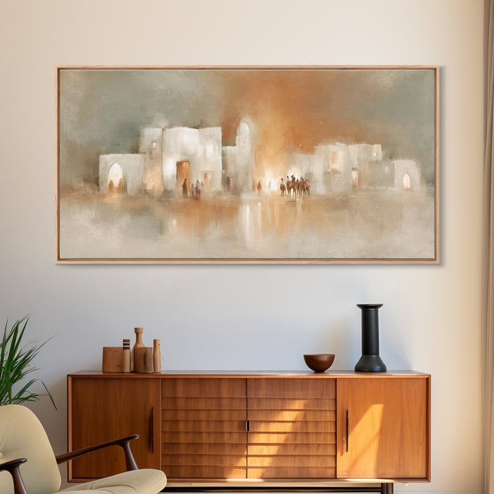 Bethlehem Arrival | Framed Canvas Print | Christmas Wall Art | Christian Christmas Art | Christian Art Canvas | Modern Christian Art | Chri