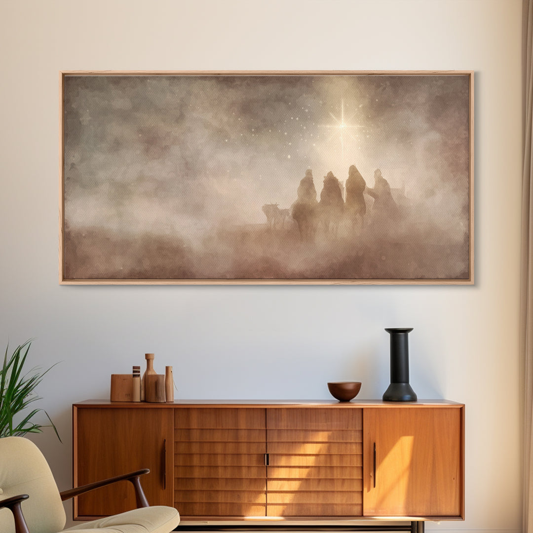 Holy Night Wonder – Framed Canvas Print – Christian Art Canvas – Christmas Wall Art – Christian Christmas Art – Christian Art Print – Moder