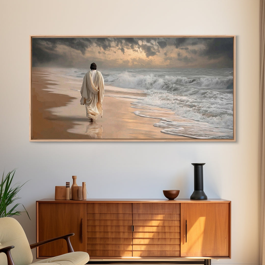 Walk With Christ | Framed Canvas Print | Jesus Painting | Christian Wall Art | Large Jesus Painting | Christian Art Canvas | Modern Christi