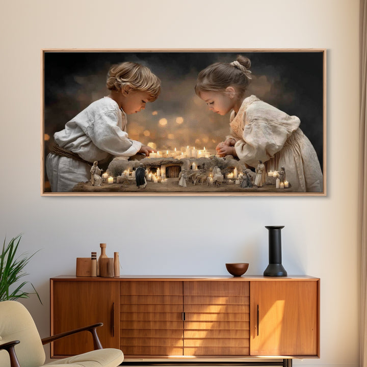 Little Lights Of Hope – Framed Canvas Print – Christian Christmas Art – Christian Wall Art – Christian Art Canvas – Christmas Art Prints –