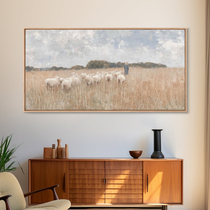 Shepherd’s Calling – Framed Canvas Print – Christian Art Work – Christian Wall Art – Large Christian Painting – Christian Art Canvas – Chri