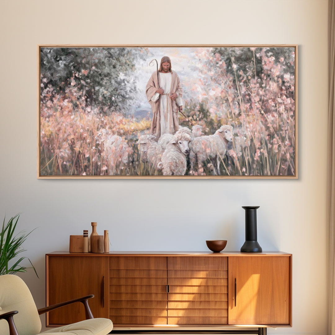 Pastel Shepherd Light – Framed Canvas Print – Christian Art Canvas – Modern Christian Art – Christian Wall Art – Christian Art Print – Chri