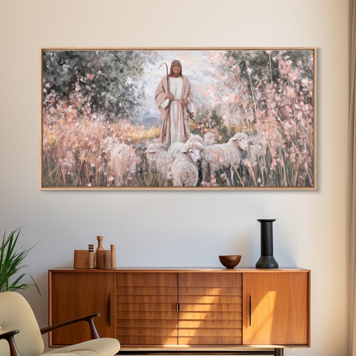 Pastel Shepherd Light – Framed Canvas Print – Christian Art Canvas – Modern Christian Art – Christian Wall Art – Christian Art Print – Chri