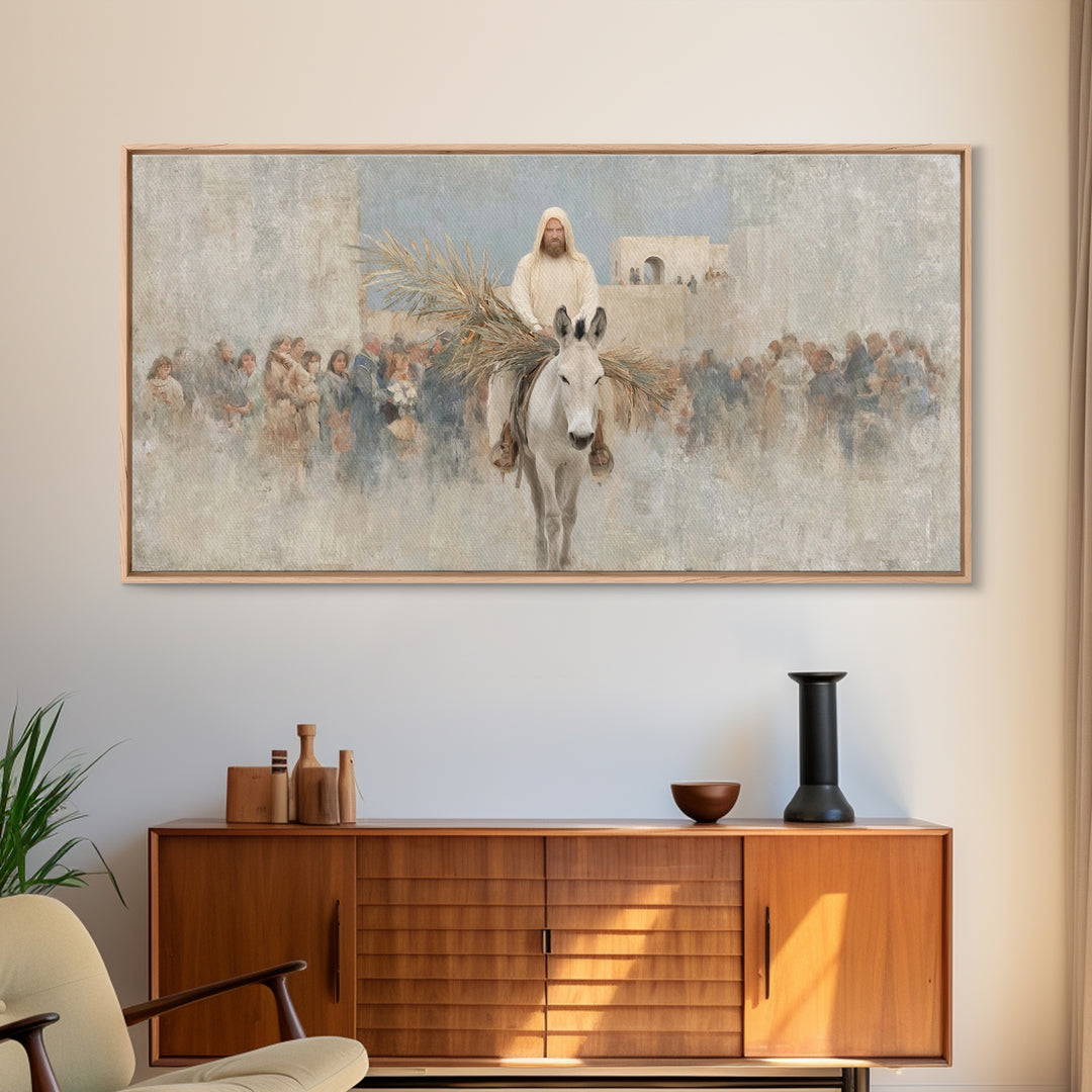 Humble Entry Light - Framed Canvas Print - Christian Art Canvas - Jesus Painting - Christian Wall Art - Christmas Art - Christian Decor