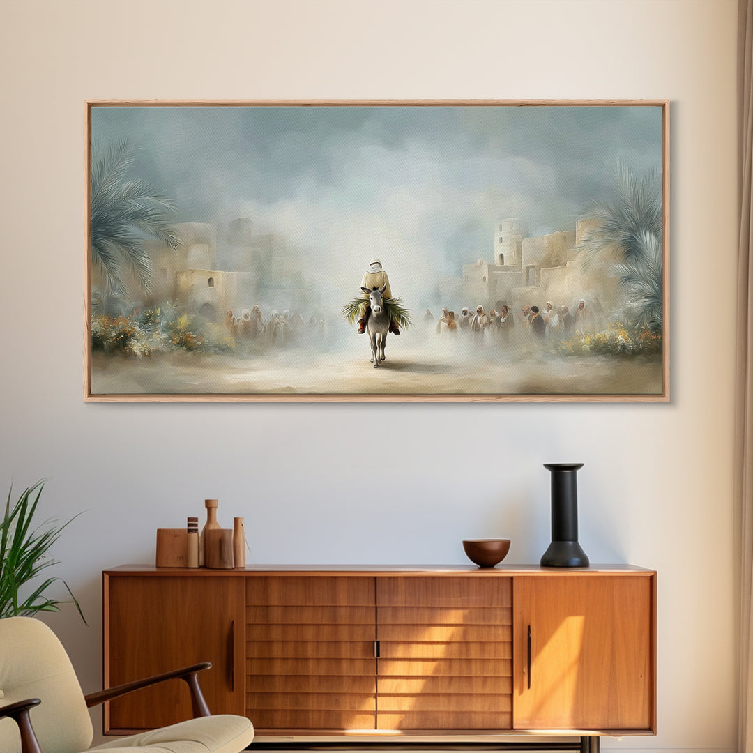 City Gate Arrival | Framed Canvas Print | Christian Art Canvas | Jesus Painting | Christian Wall Art | Christian Gift Ideas | Christmas Art