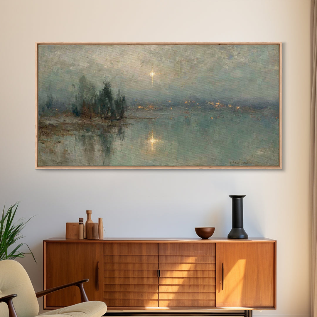 Midwinter Star Watch – Framed Canvas Print – Christmas Art – Christian Art Canvas – Christian Wall Art – Christian Christmas Art – Vintage