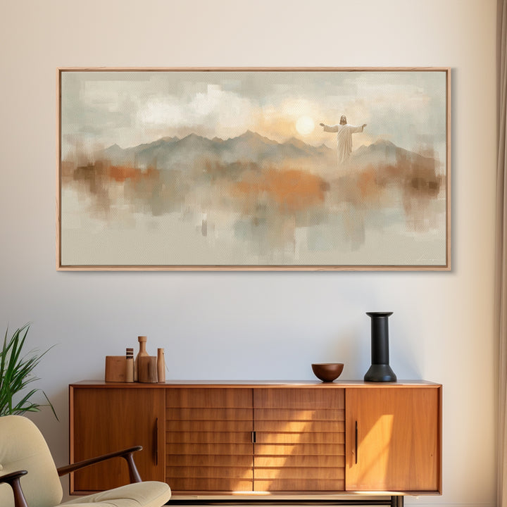 Hills Of Blessing, Framed Canvas Print, Christian Art Canvas, Christian Wall Art, Modern Christian Painting, Jesus Painting, Christian Gift