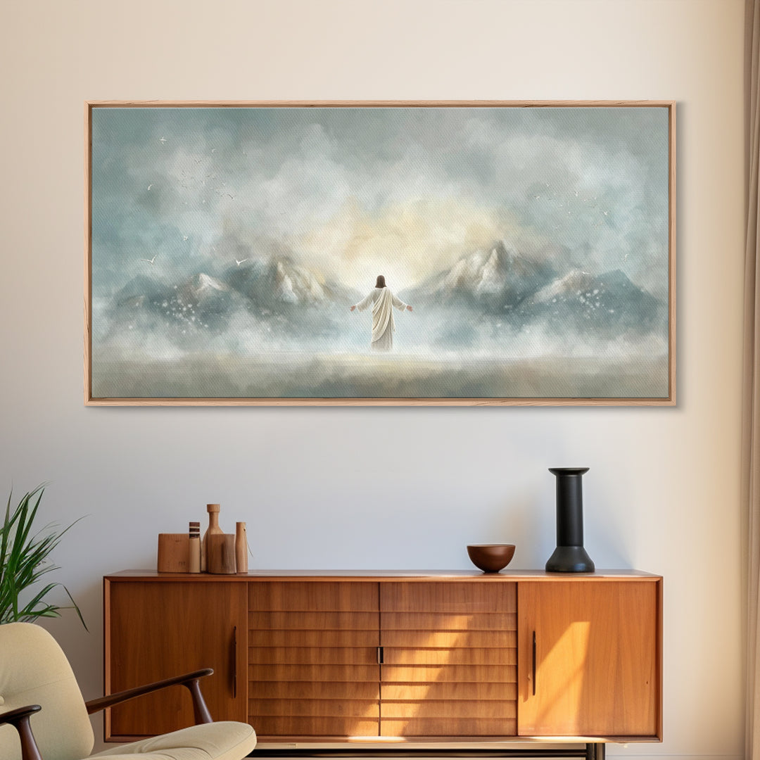 Peaceful Pastures, Framed Canvas Print, Christian Art Canvas, Christian Painting, Christian Wall Art, Christian Art, Jesus Painting