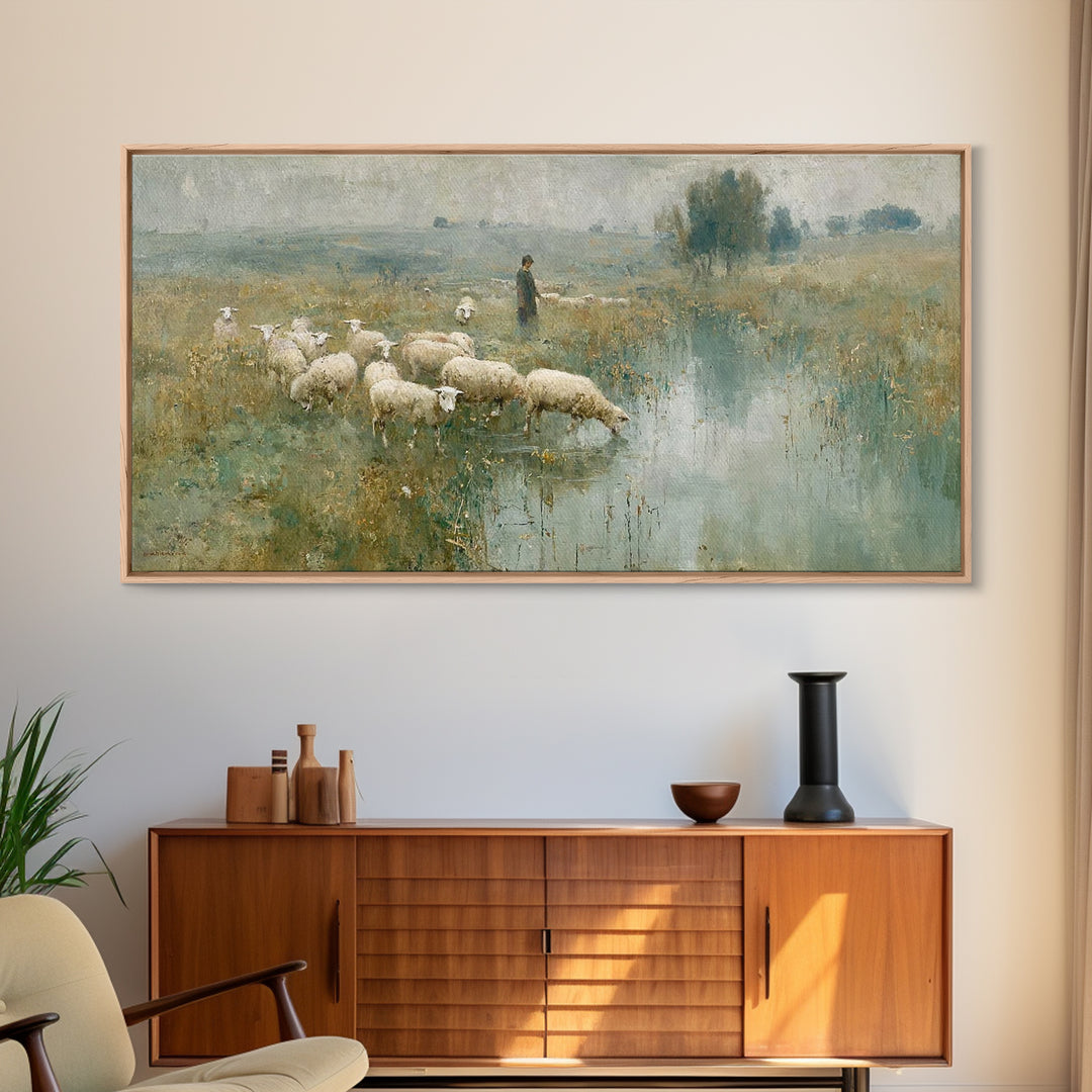 Still Waters Guide - Framed Canvas Print - Christian Art Canvas - Christian Wall Art - Jesus Painting - Christian Art - Christian Gift