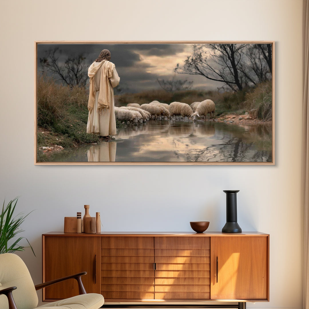 Garden Of Light, Framed Canvas Print, Christian Wall Art, Jesus Painting, Christian Art Canvas, Christian Gift Ideas, Modern Christian Art