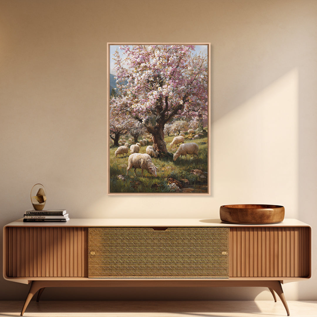 Shepherd Of Blossoms – Framed Canvas Print – Christian Wall Art – Jesus Painting – Christian Christmas Art – Christian Art Canvas