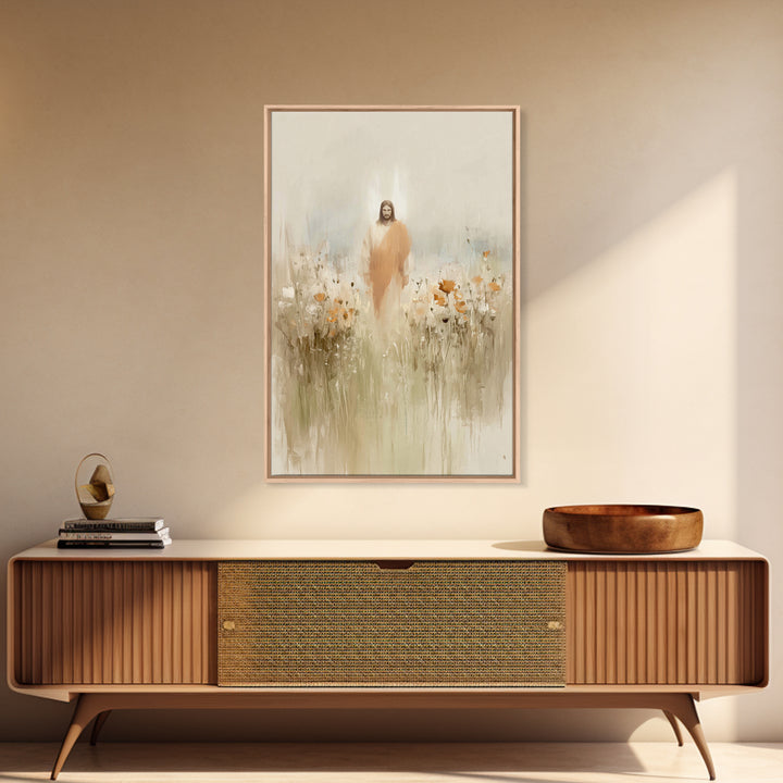 Flowers of His Mercy – Framed Canvas Print – Christian Art Canvas – Minimalist Christian Art – Jesus Painting – Christian Wall Art