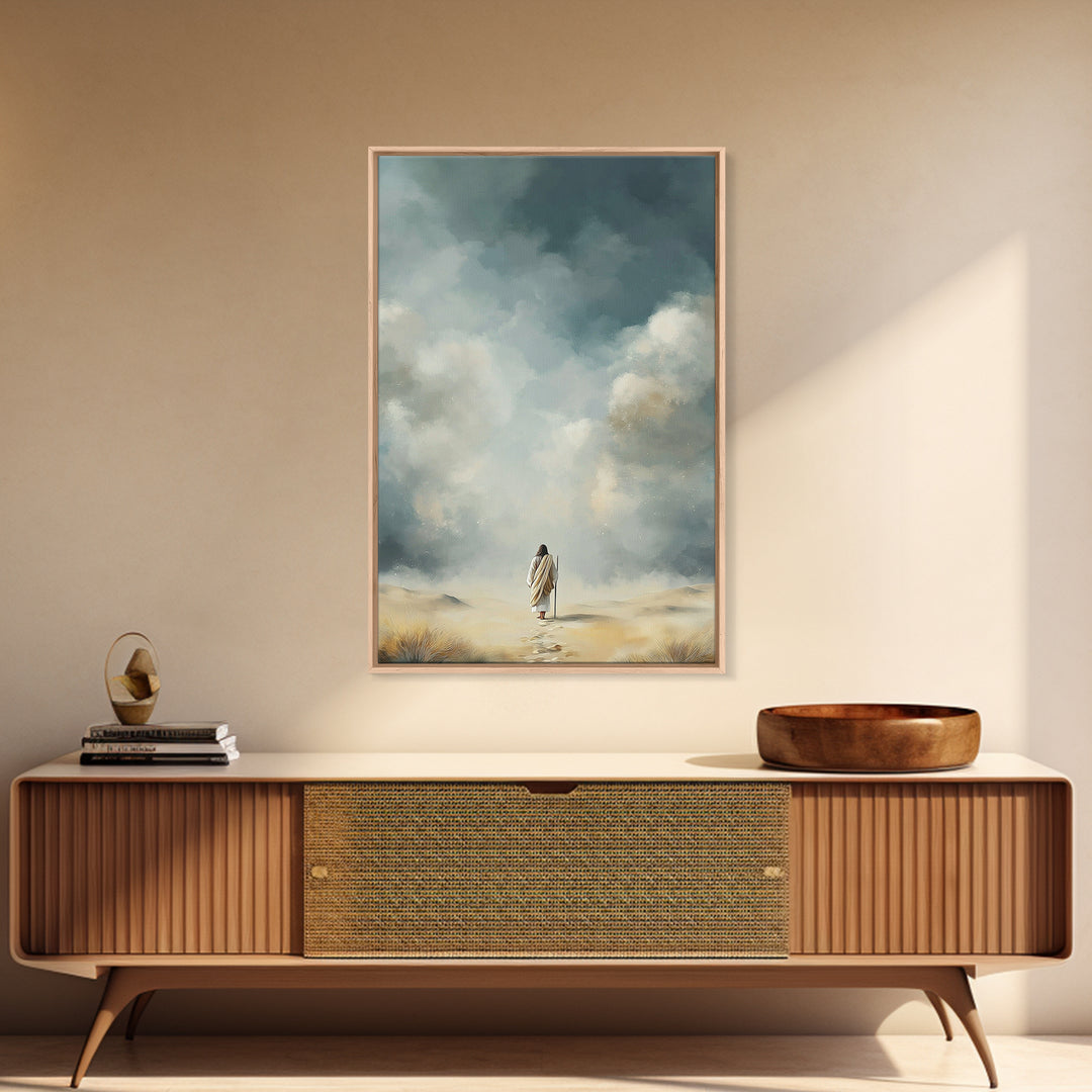 Eternal Stillness | Framed Canvas Print | Christian Art Canvas | Jesus Painting | Minimalist Christian Art | Christian Wall Art | Christian